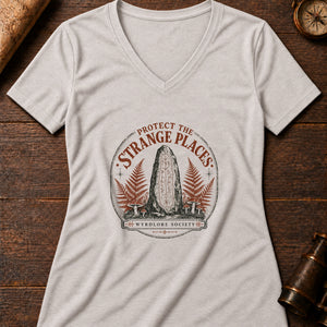 Preserve the Mysteries Women's V-Neck Tee — heather dust