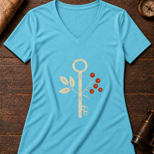 Rowan Charm Women's V-Neck Tee — turquoise