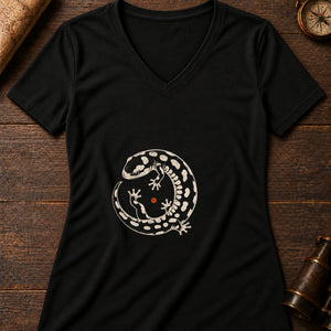 The Salamander Women's V-Neck Tee — solid black blend
