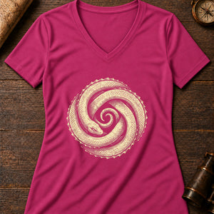 The Chart's-Edge Serpent Women's V-Neck Tee — berry