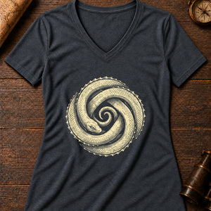 The Chart's-Edge Serpent Women's V-Neck Tee — dark grey heather