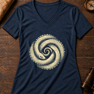 The Chart's-Edge Serpent Women's V-Neck Tee — heather navy