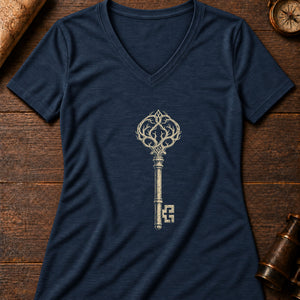 The Archive Key Women's V-Neck Tee — heather navy