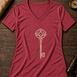 The Archive Key Women's V-Neck Tee — heather red