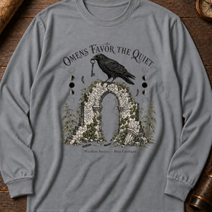 Omens Favor the Quiet Long Sleeve Shirt — Grey