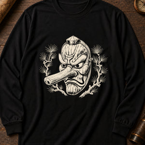 Tengu Mask Long Sleeve Shirt — Black