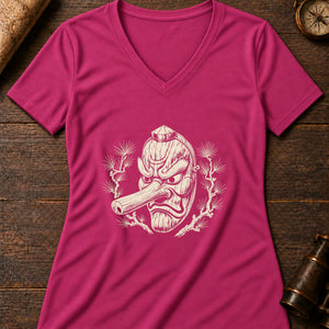 Tengu Mask Women's V-Neck Tee — berry
