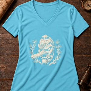 Tengu Mask Women's V-Neck Tee — turquoise