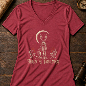 Follow No Tame Moon Women's V-Neck Tee — heather red