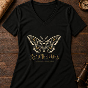 Read the Dark Women's V-Neck Tee — solid black blend