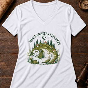 The Sleeping Giant Women's V-Neck Tee — solid white blend