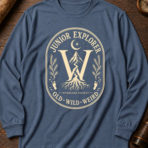 Little Explorer Badge Long Sleeve Shirt — Blue Jean