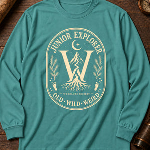 Little Explorer Badge Long Sleeve Shirt — Seafoam