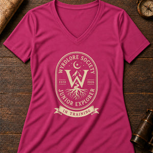 Junior Explorer Seal Women's V-Neck Tee — berry