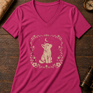 Little Wolf Cub Women's V-Neck Tee — berry