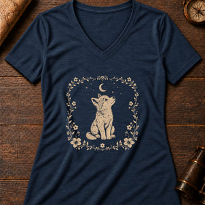 Little Wolf Cub Women's V-Neck Tee — heather navy