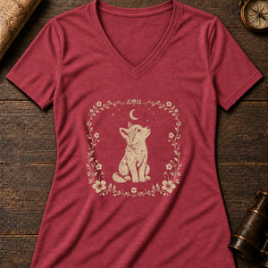 Little Wolf Cub Women's V-Neck Tee — heather red