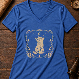 Little Wolf Cub Women's V-Neck Tee — heather true royal