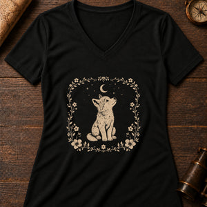 Little Wolf Cub Women's V-Neck Tee — solid black blend