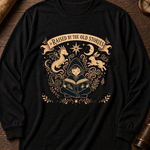 Raised on Old Stories Long Sleeve Shirt — Black