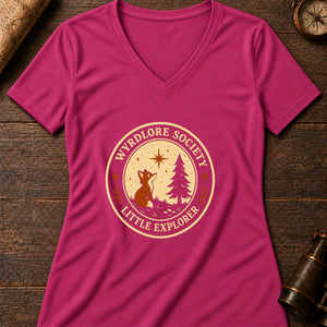 Little Explorers Badge Women's V-Neck Tee — berry