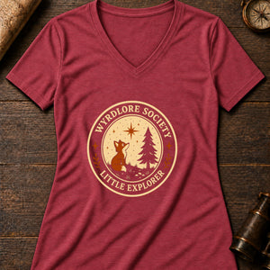 Little Explorers Badge Women's V-Neck Tee — heather red