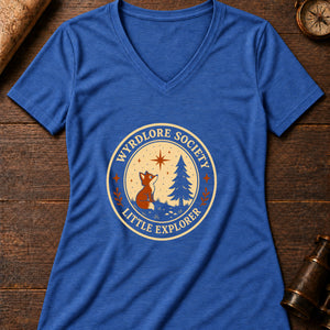 Little Explorers Badge Women's V-Neck Tee — heather true royal