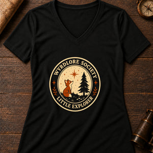 Little Explorers Badge Women's V-Neck Tee — solid black blend