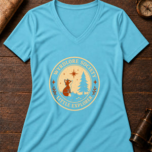 Little Explorers Badge Women's V-Neck Tee — turquoise