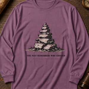 The Pass Remembers Who Crossed Long Sleeve Shirt — Berry