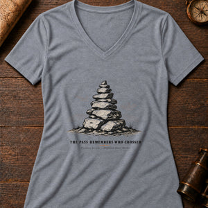 The Pass Remembers Who Crossed Women's V-Neck Tee — athletic heather