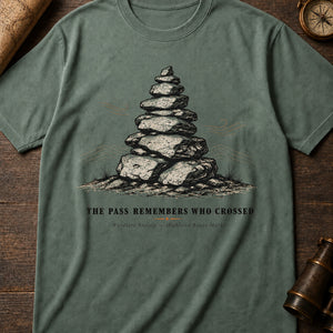 The Pass Remembers Who Crossed — blue spruce