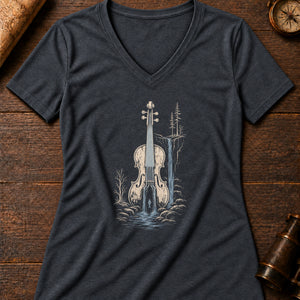 The Fossegrim Women's V-Neck Tee — dark grey heather