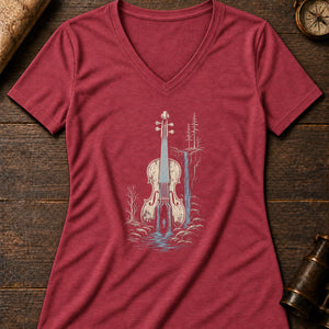 The Fossegrim Women's V-Neck Tee — heather red