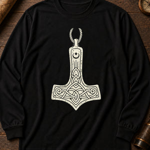 Thor's Hammer Long Sleeve Shirt — Black