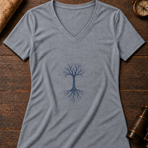 Yggdrasil Women's V-Neck Tee — athletic heather