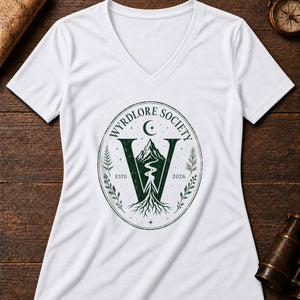 Society Initiate Mark Women's V-Neck Tee — solid white blend