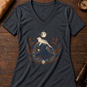 The Selkie Tide Women's V-Neck Tee — dark grey heather