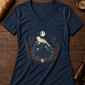 The Selkie Tide Women's V-Neck Tee — heather navy