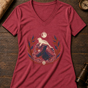 The Selkie Tide Women's V-Neck Tee — heather red