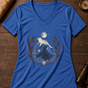 The Selkie Tide Women's V-Neck Tee — heather true royal