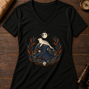 The Selkie Tide Women's V-Neck Tee — solid black blend