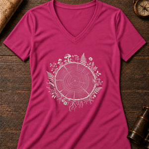 Tree Ring Cabinet Women's V-Neck Tee — berry