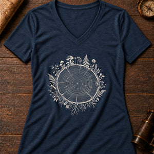 Tree Ring Cabinet Women's V-Neck Tee — heather navy