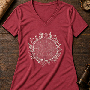 Tree Ring Cabinet Women's V-Neck Tee — heather red