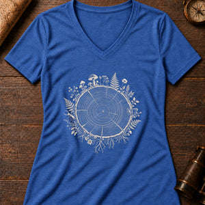 Tree Ring Cabinet Women's V-Neck Tee — heather true royal