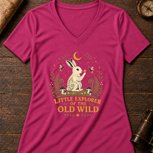 Little Moon Hare Women's V-Neck Tee — berry