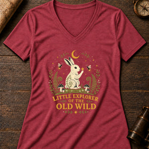 Little Moon Hare Women's V-Neck Tee — heather red