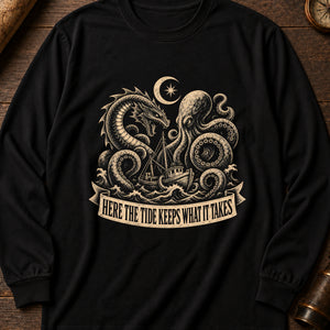 Kraken of the Drowned Coast Long Sleeve Shirt — Black