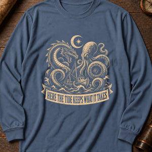 Kraken of the Drowned Coast Long Sleeve Shirt — Blue Jean
